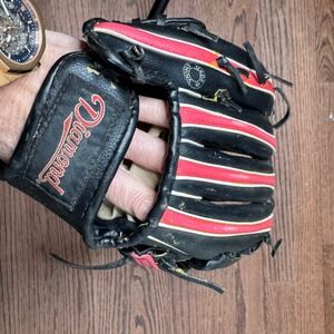 Diamond Youth Baseball Glove Black Red‎ 9.5 In Deep Custom Pocket Hand Crafted